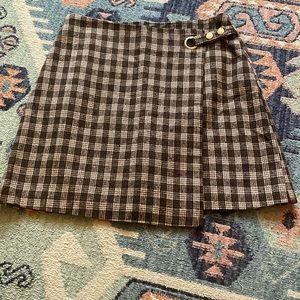 Francesca’s Harper Heritage Brown Plaid Skirt Size Medium